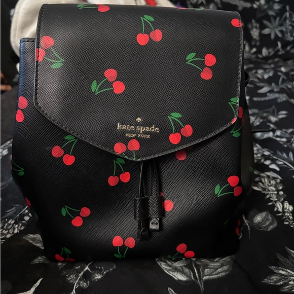 Kate Spade Black Backpack with Red Cherry Design - Picture 1 of 3
